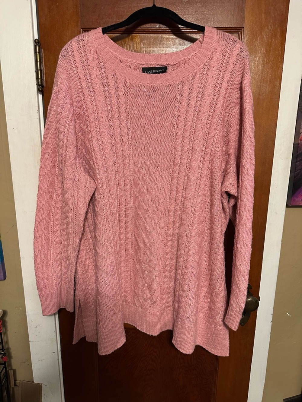 Lane Bryant Dusty Pink Cable Scoop Neck Sweater
